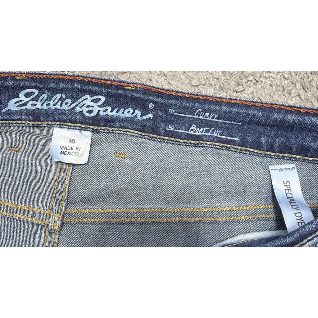 Eddie Bauer Jeans Women's Size 16 Curvy Bootcut Antique Blue Stretch Denim