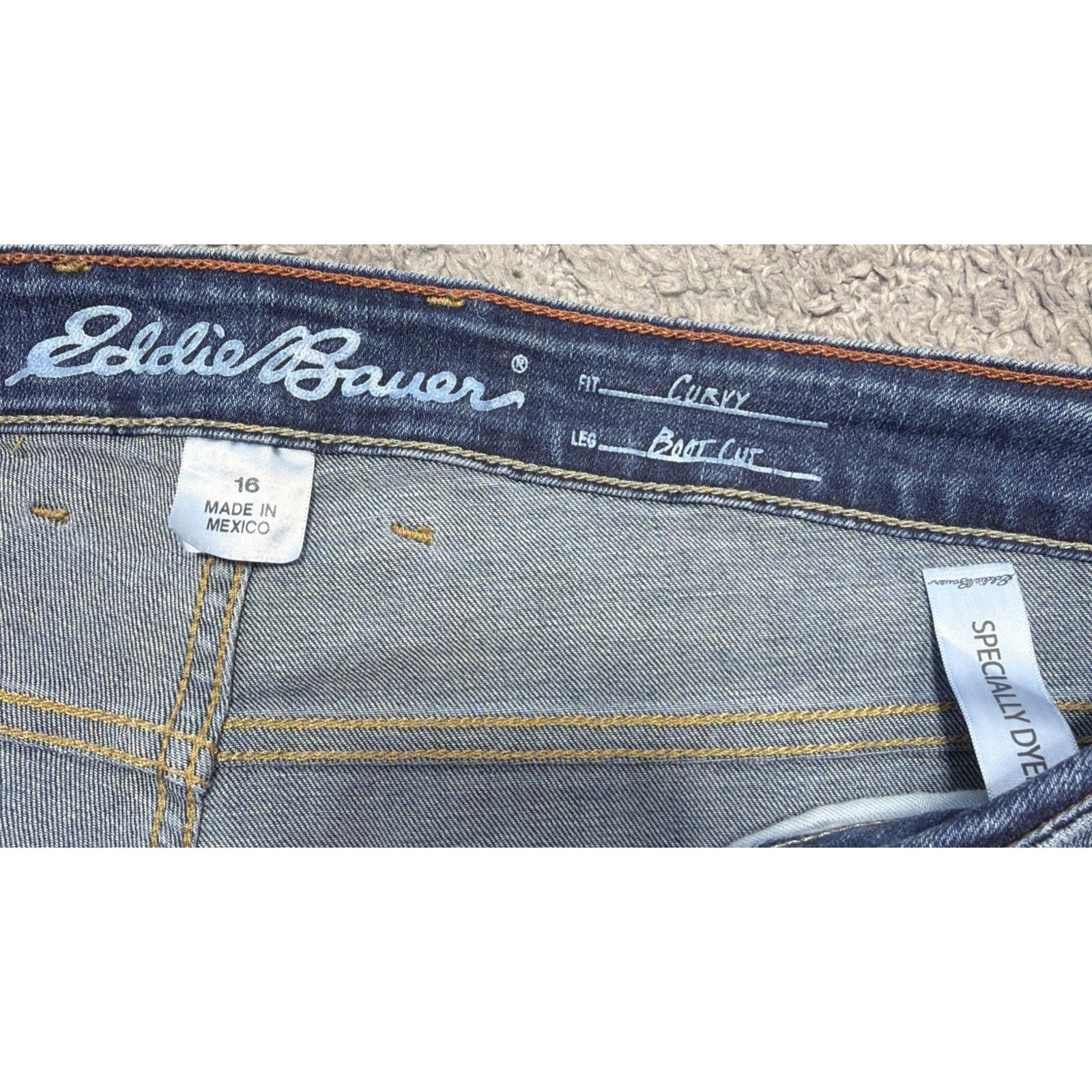 Eddie Bauer Jeans Women's Size 16 Curvy Bootcut Antique Blue Stretch Denim