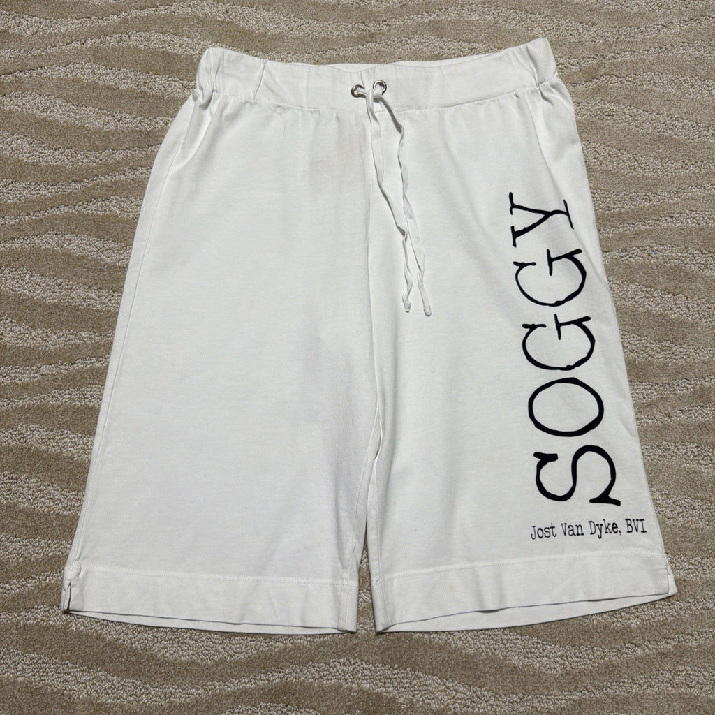 Womens White Bold Spirit Knit Jersey Bermuda Shorts. Size L NWT Made USA