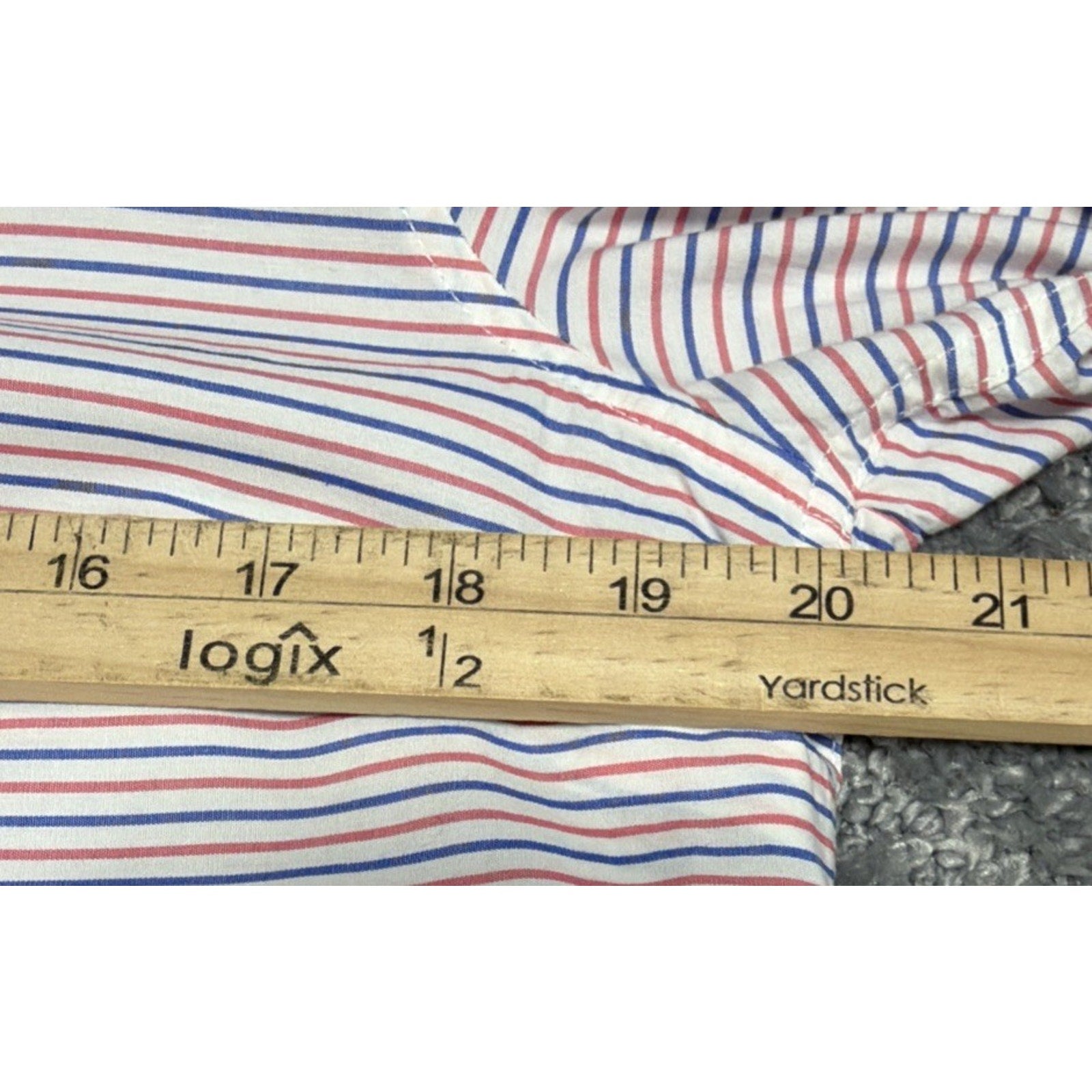 Talbots Women's L Button-Front Shirt Striped Red Blue White Top Casual Preppy