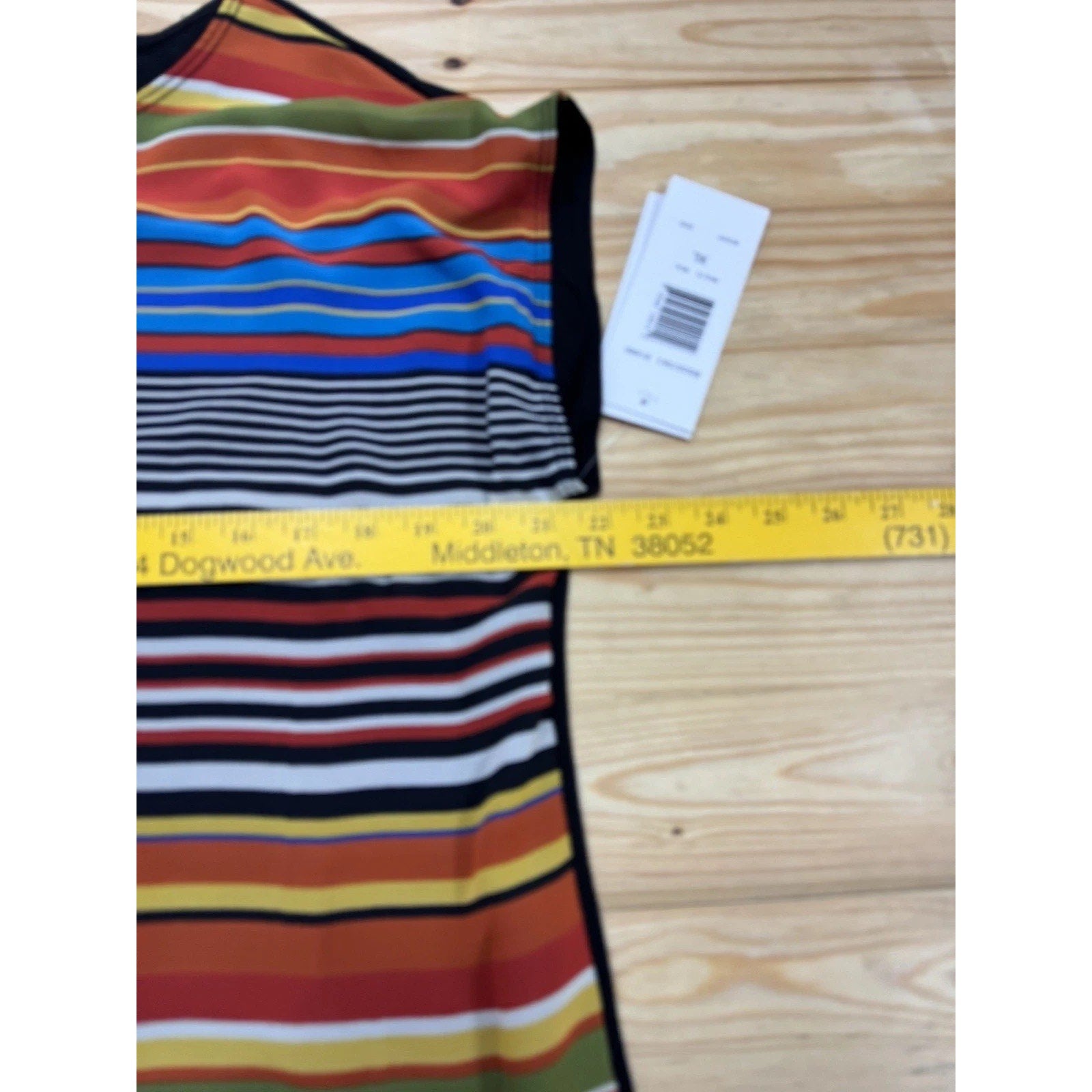 Sunny Leigh Chiffon Striped Multi-colored Rayon Jersey Knit Blouse NWT X-Large