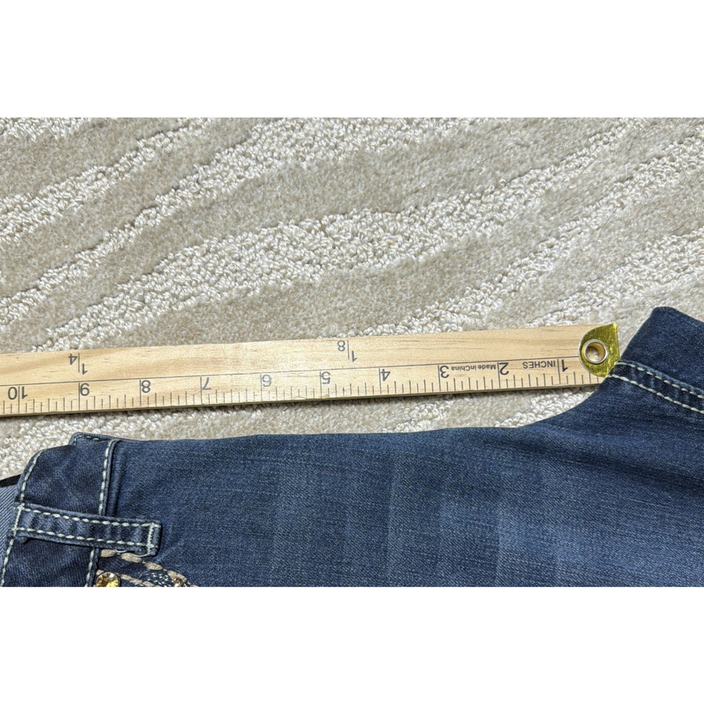 Earl Jeans Embellished Thick Stitch Jeans Blue Denim Slim Boot Stretch Womens 10