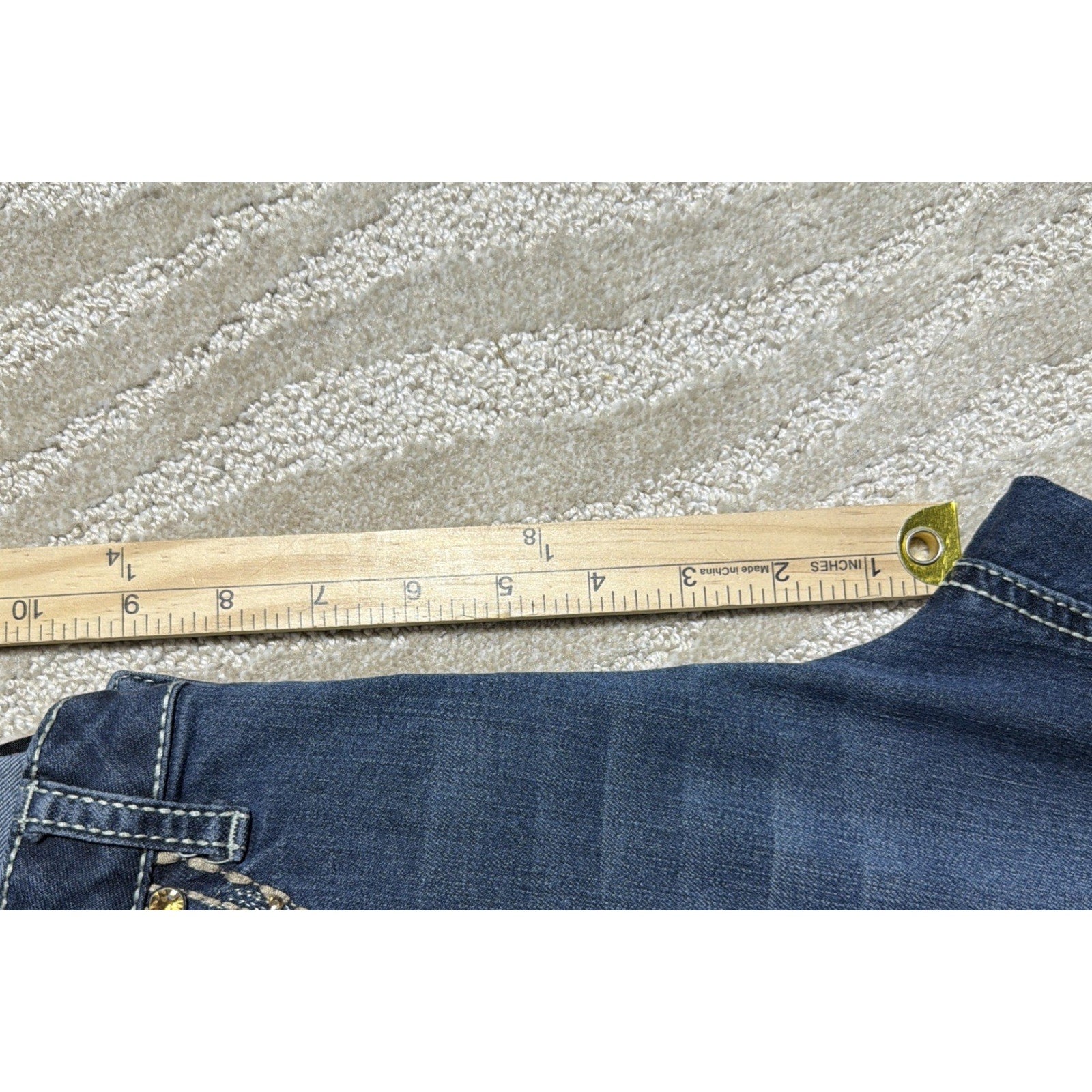 Earl Jeans Embellished Thick Stitch Jeans Blue Denim Slim Boot Stretch Womens 10