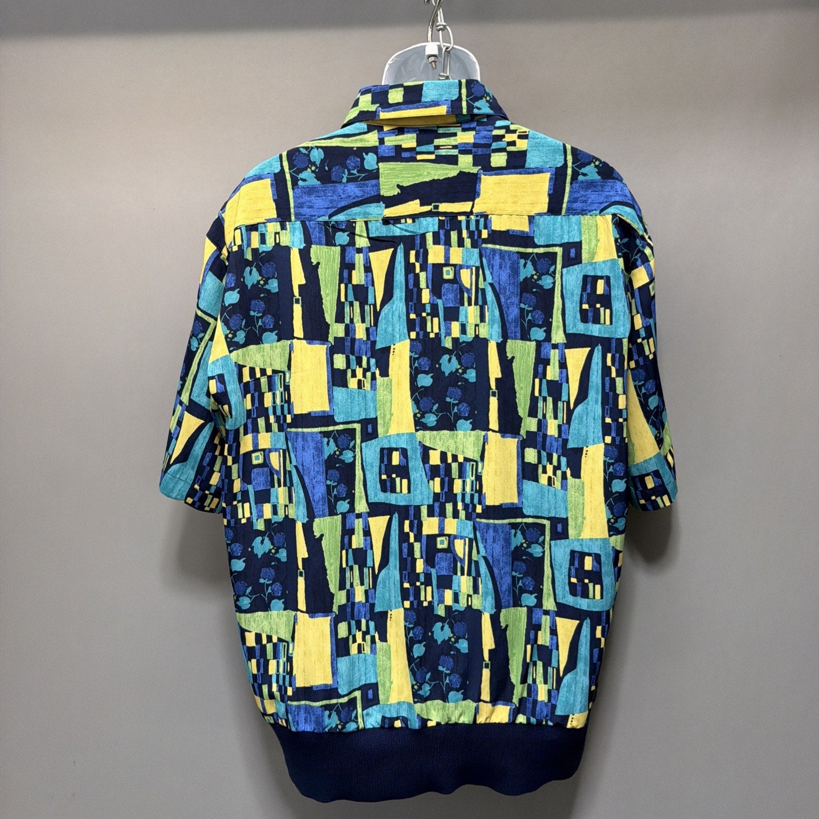 Massoti Italy Shirt Men L Short Sleeve 1/4 Button Abstract Golf Beach Luxury NWT
