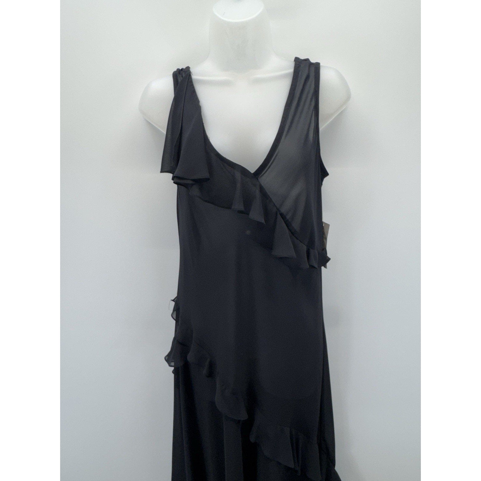 CACHET Vintage Sheer Dress/Cover Up Black Ruffled Women’s Size 12 New With Tags