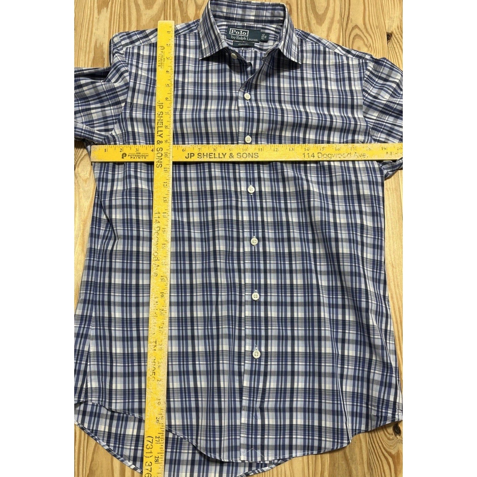 Polo Ralph Lauren Custom Fit Long Sleeve Shirt Mens Small Blue Plaid