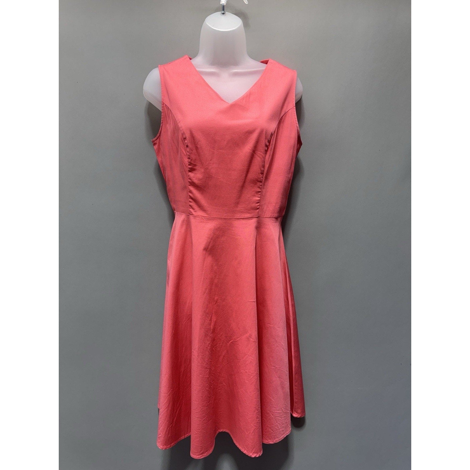 Alfred Angelo Bridesmay Coral Pink Sleeveless A-Line Bridesmaid Dress Women’s L