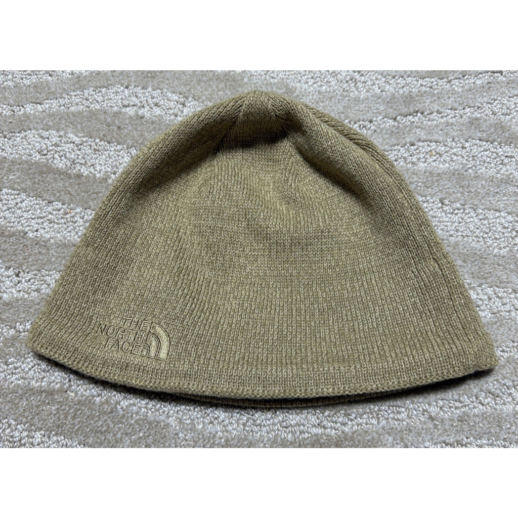 The North Face Hat Beanie Fitted Uni Sex One Size Biege Wool Blend Knit Outdoor
