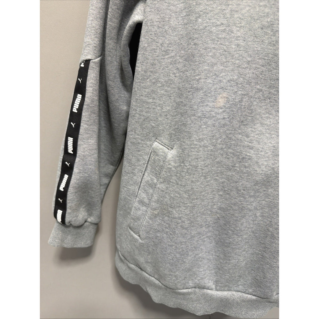 PUMA 1/4 ZIP MENS FLEECE SWEATSHIRT/JACKET (MEDIUM) Gray W/ Black LOGO