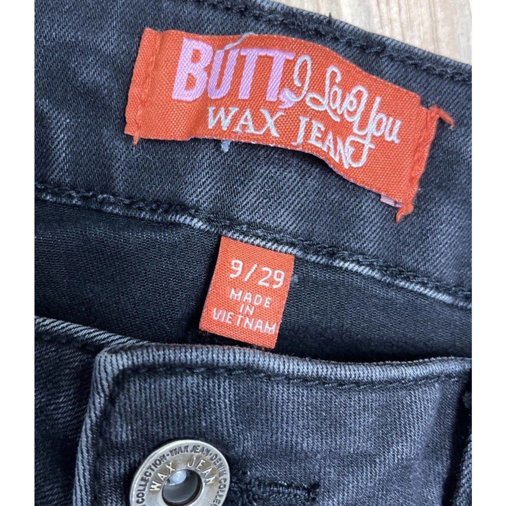 wax jeans womens size 9/29 skinny distressed stretch mid rise charcoal gray