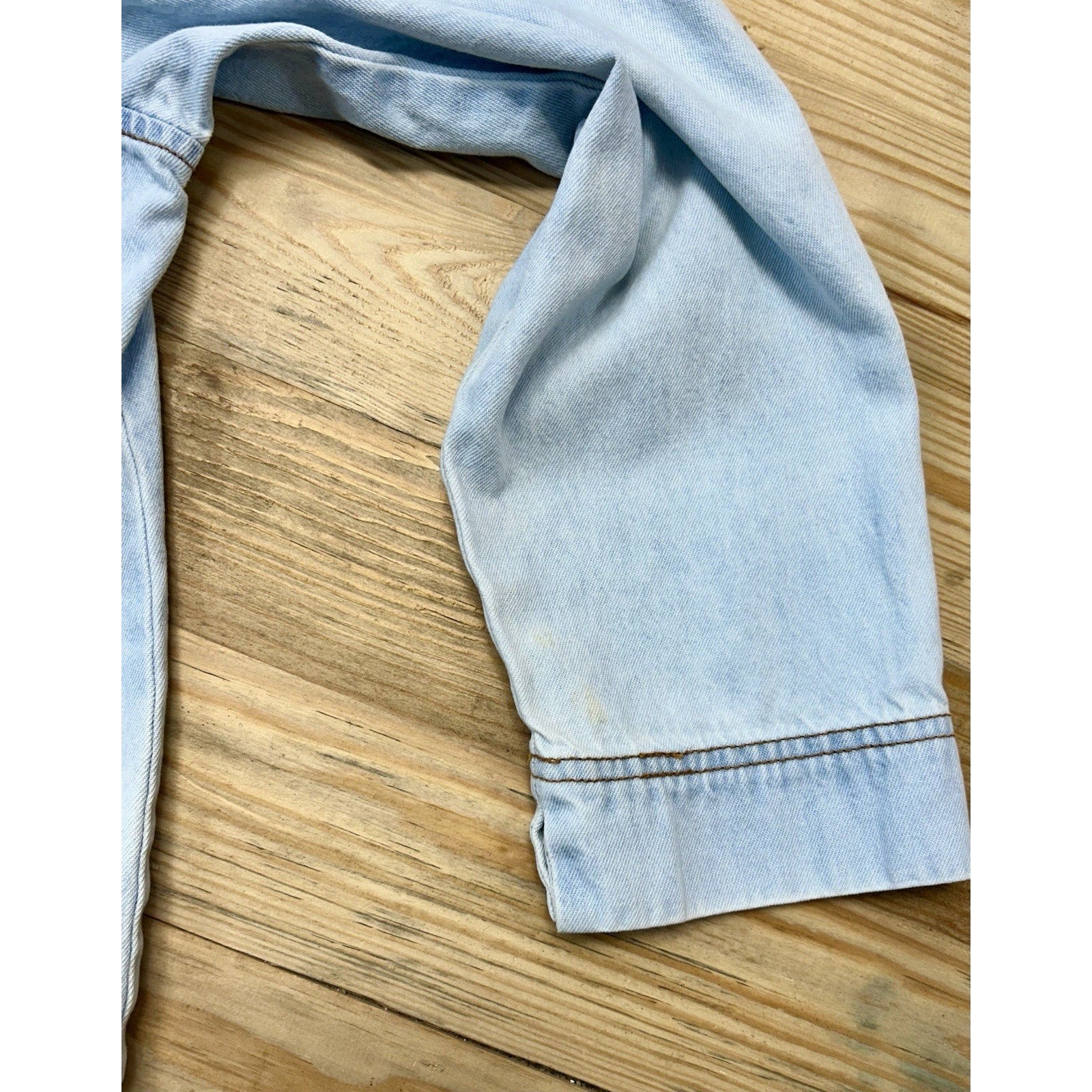 Chico's Woman's Blue Denim Button Up Long Sleeve Collar Cotton Jacket Top Medium