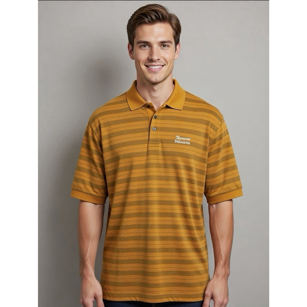Vtg Tennessee Vols Crable Sportswear Men's Short Sleeve Striped Polo Size XL