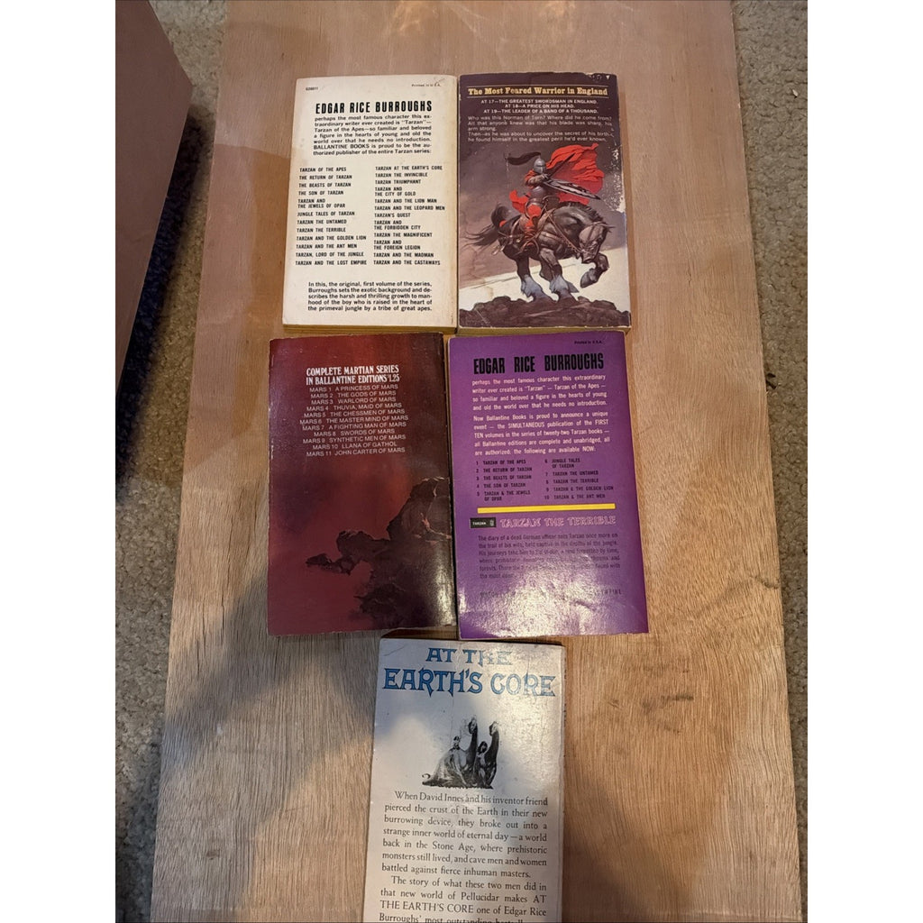 Edgar Rice Burroughs Vintage Paperback Lot 5 Tarzan John Carter Ace Ballantine