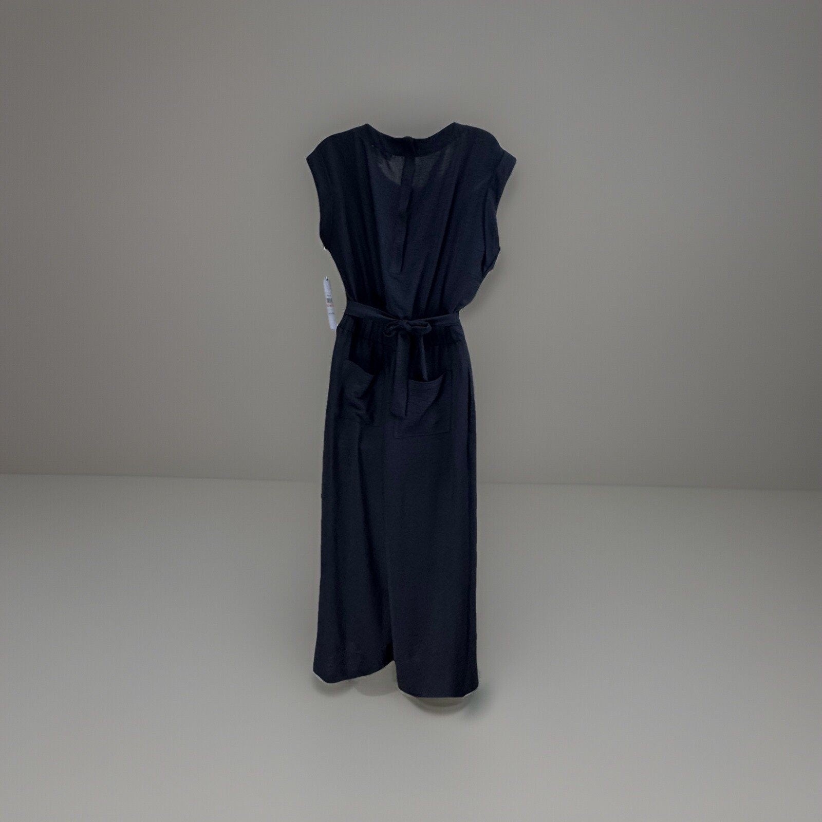 Calvin Klein Jumpsuit Women’s Black Wide Leg Elastic Tie Waist Size 10