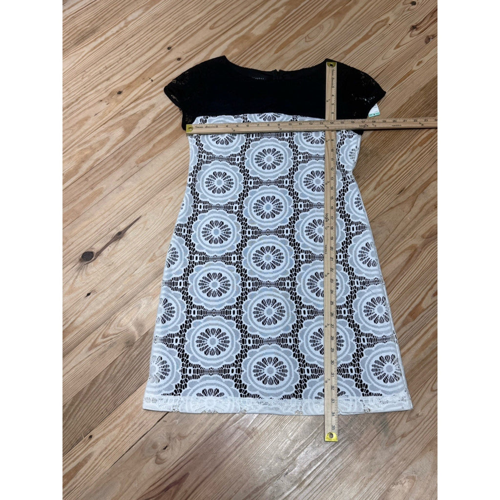 NWT Metaphor Black & White Lace Panel Lined Sheath Dress Women’s Size 8