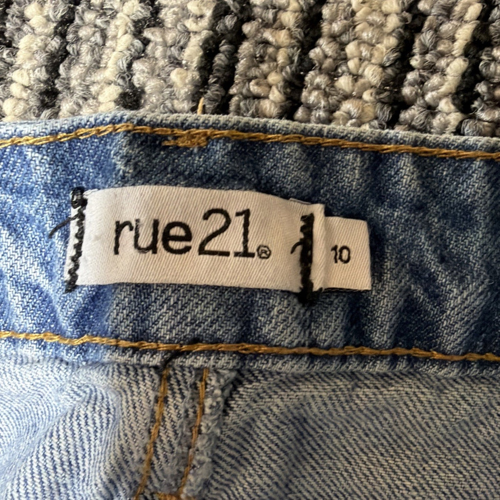 Rue 21 Mom Jeans Women 10 High Rise Straight Leg Relaxed Distressed