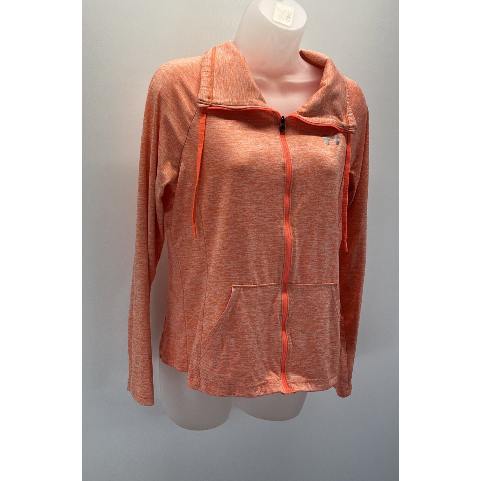 Under Armour Women Activewear Full Zip Jacket M Orange HeatGear Loose Mock Neck