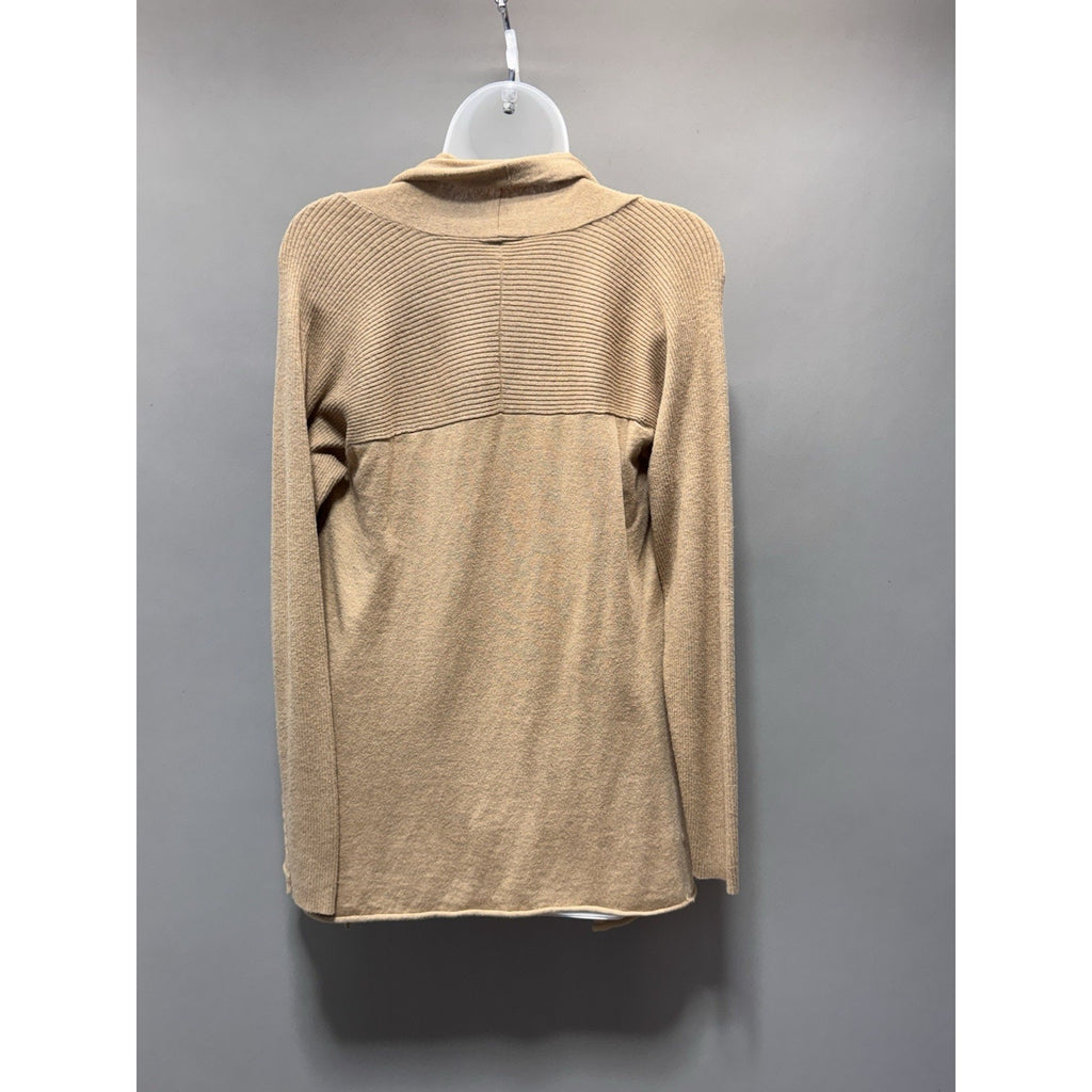 Stylus Tan Cotton Wool Blend Cardigan Sweater Open Front Women’s Size Medium