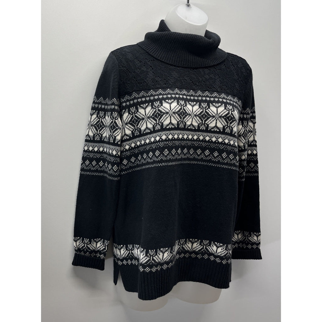 Talbots Merino Wool Cotton Festival Turtle Neck Sweater
