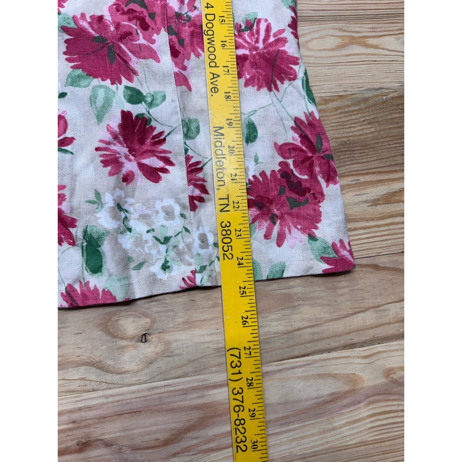 JM Collection Womens Linen Button Down Floral Blouse Sz 10