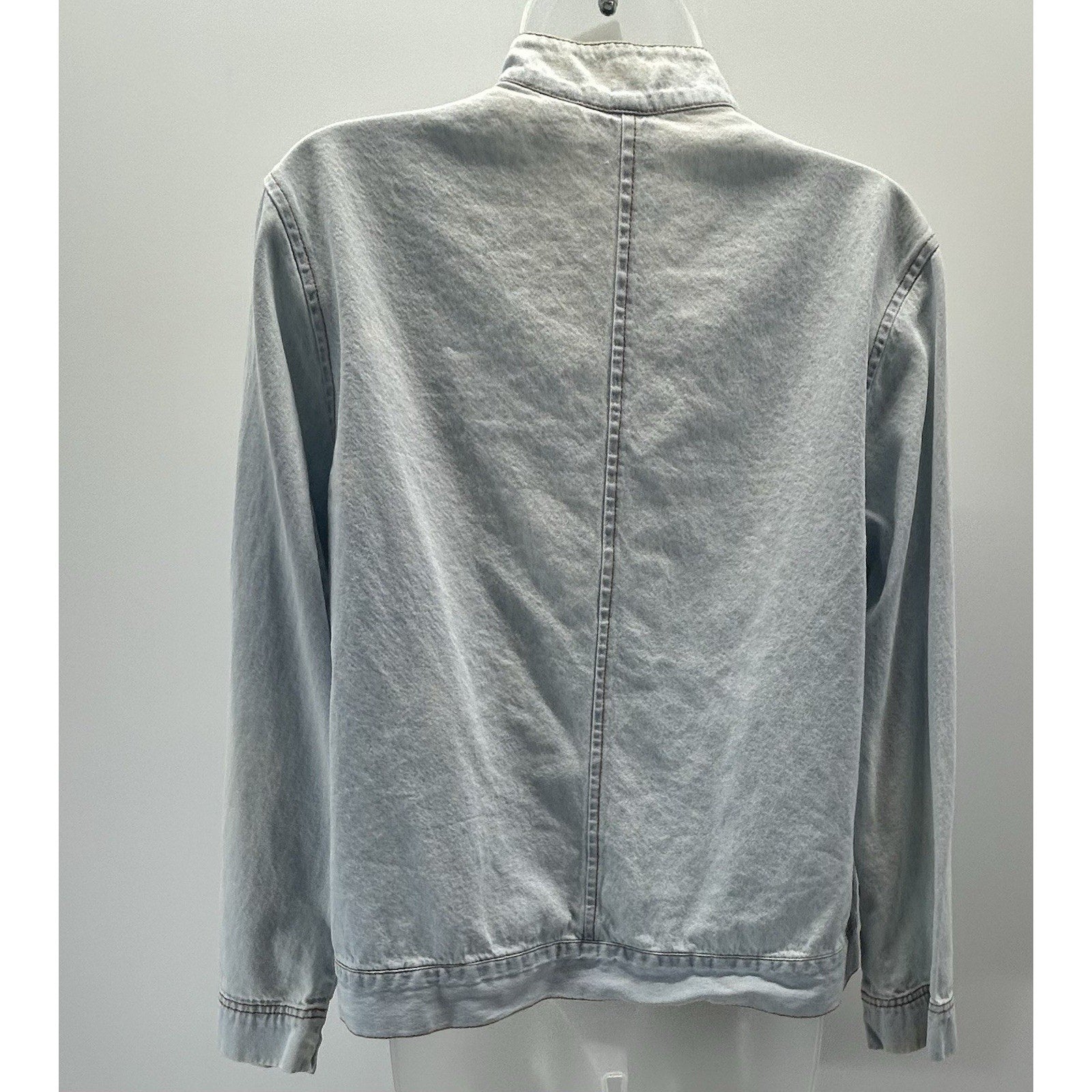 Chico's Woman's Blue Denim Button Up Long Sleeve Collar Cotton Jacket Top Medium