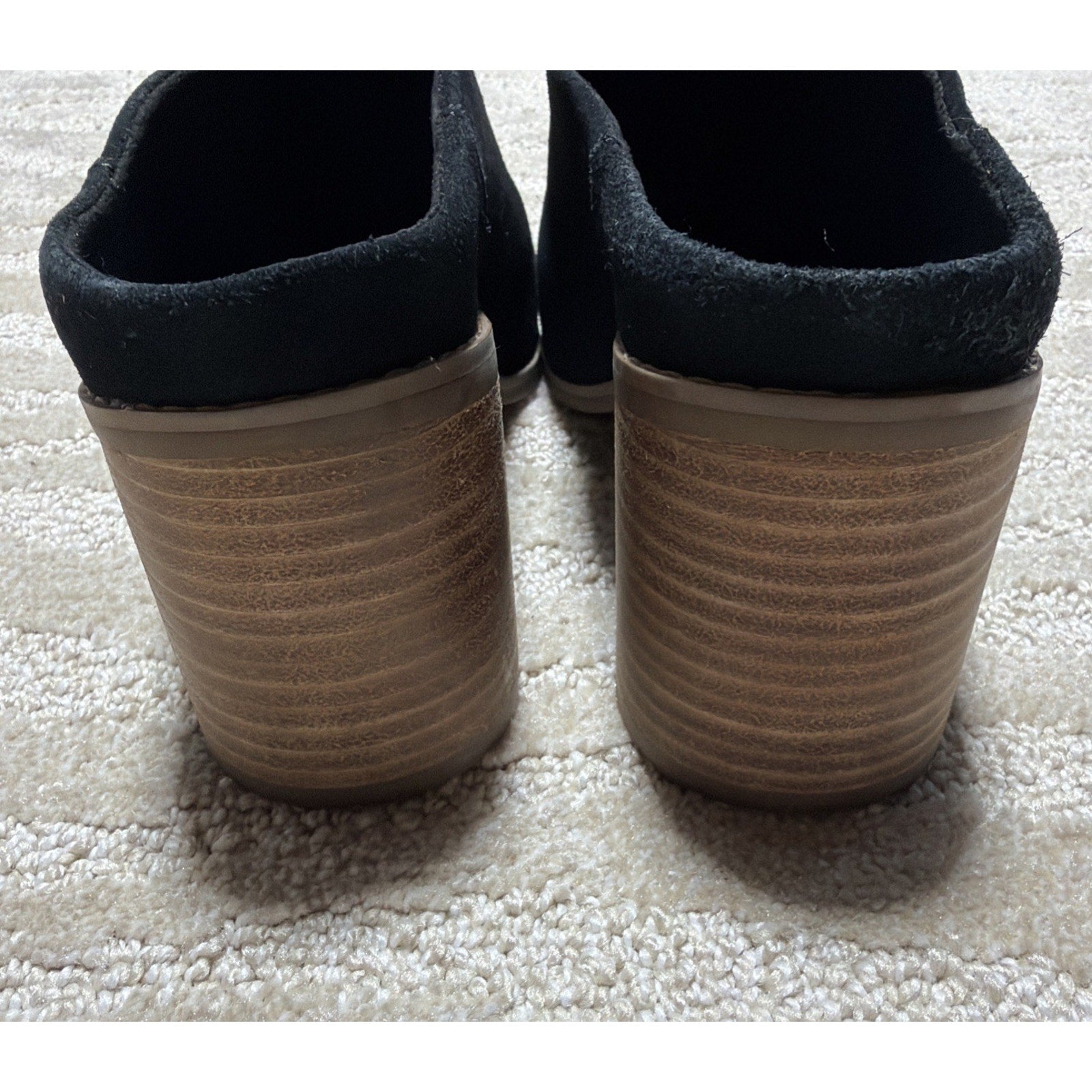 TOMS Leila Mule Clog Women's Size 9 Black Suede Block Heel Slip On Casual
