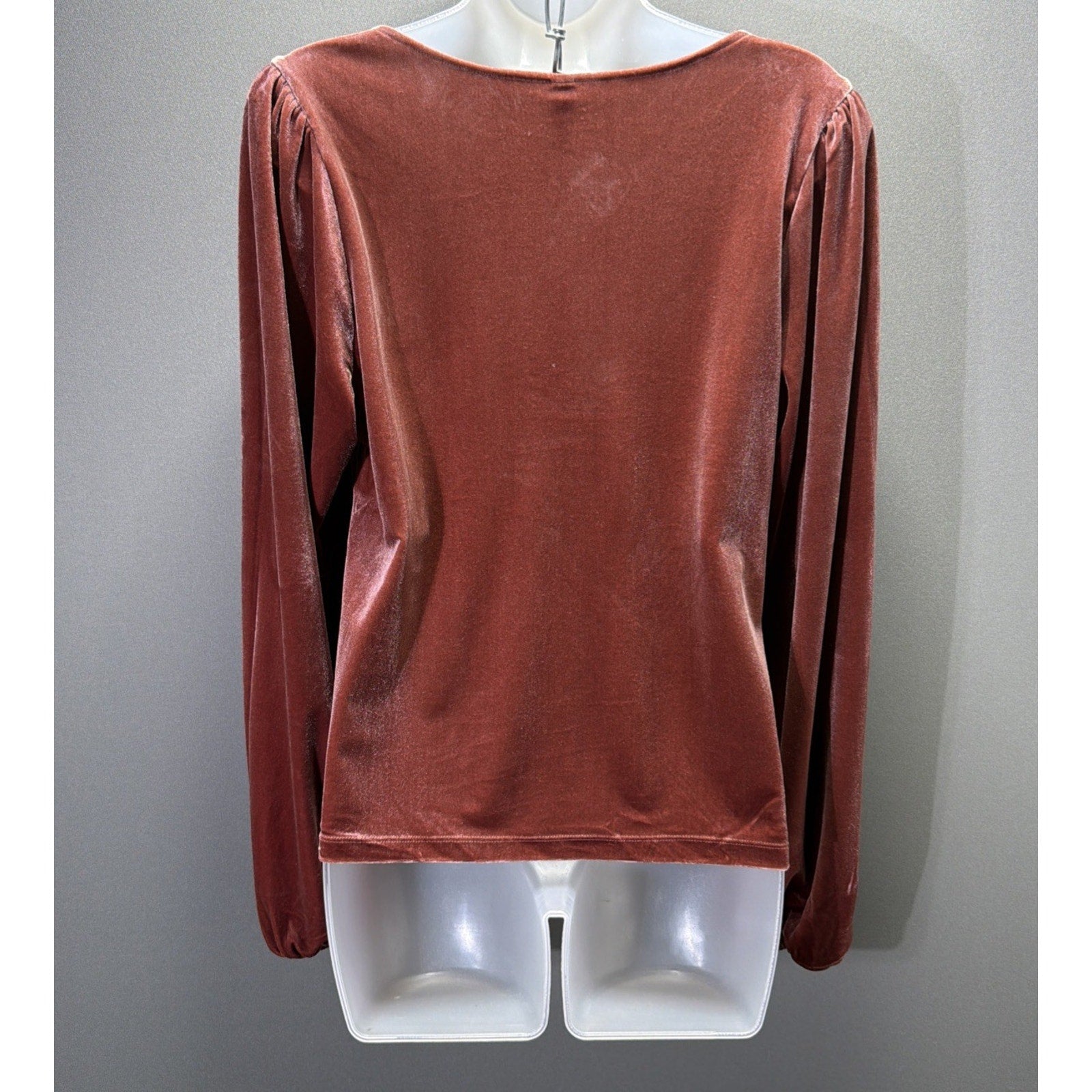 Gentle Fawn Ariana Velvet Scoop Neck Puff Sleeve Top Sz L NWT Velvet Rose Stretc