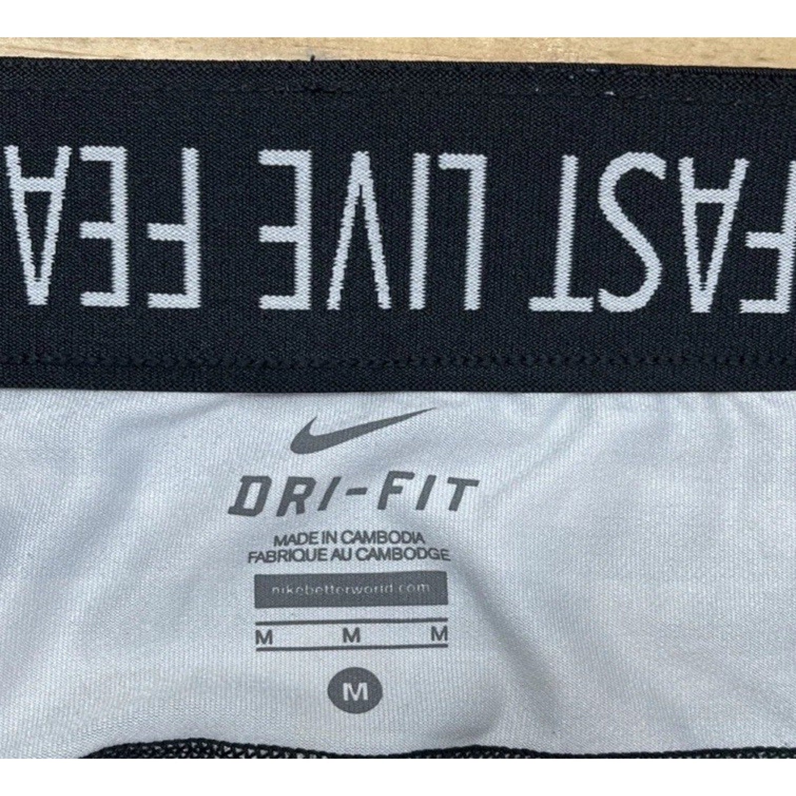 NIKE Run Fast Live Fearless Running Dri-Fit Black/White Leggings Size M 28”