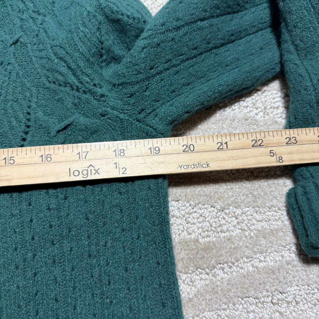 New Talbots Women's Wool Blend Cable Knit Fair Isle Green Sweater Sz S Stretch