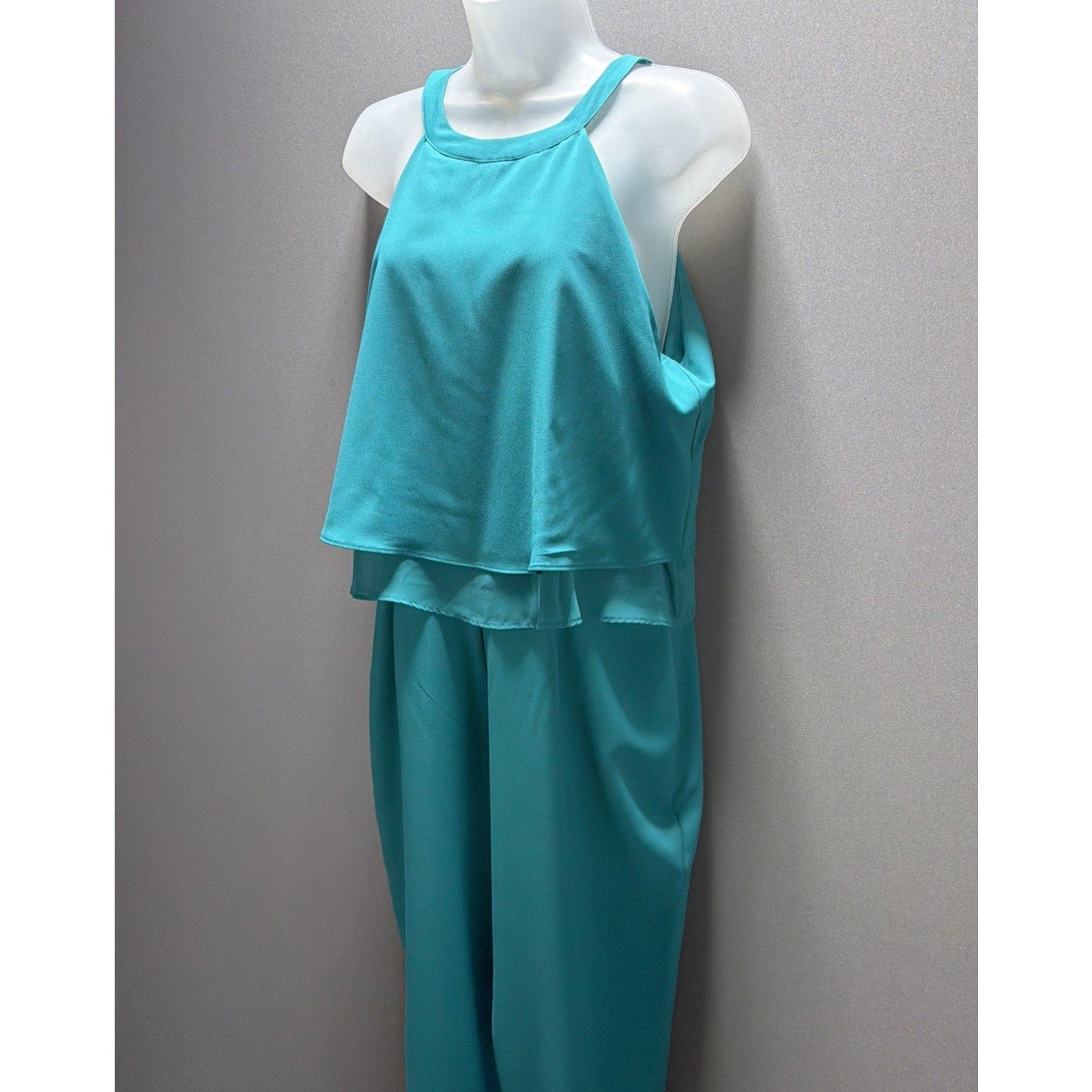Vintage Sears Metaphor Womens 10Jumpsuit Sleeveless Pockets Teal NWT Stretch