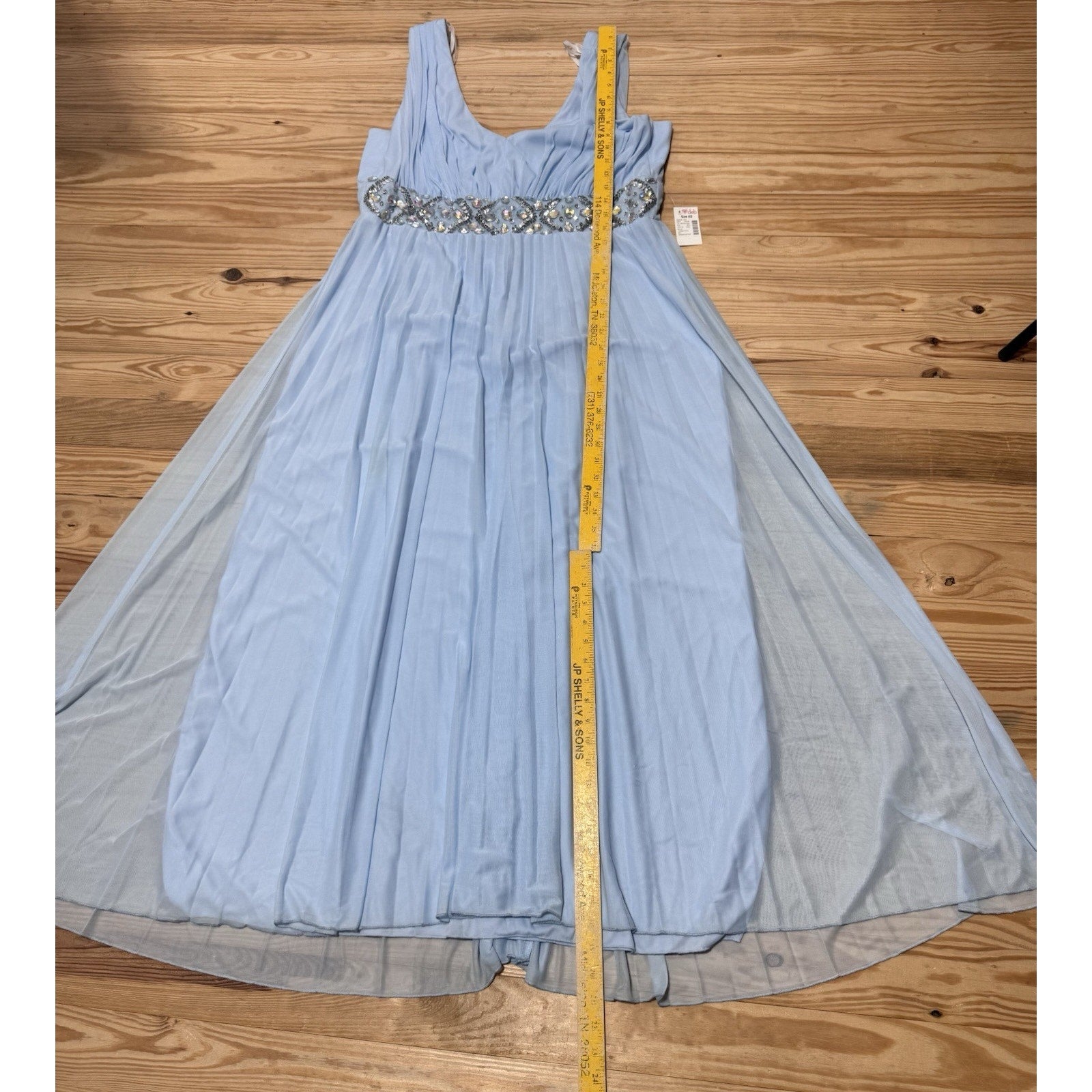 Deb Baby Blue Formal Dress Sheer Lined Sequins Dress Women’s Plus Size 18W NWT