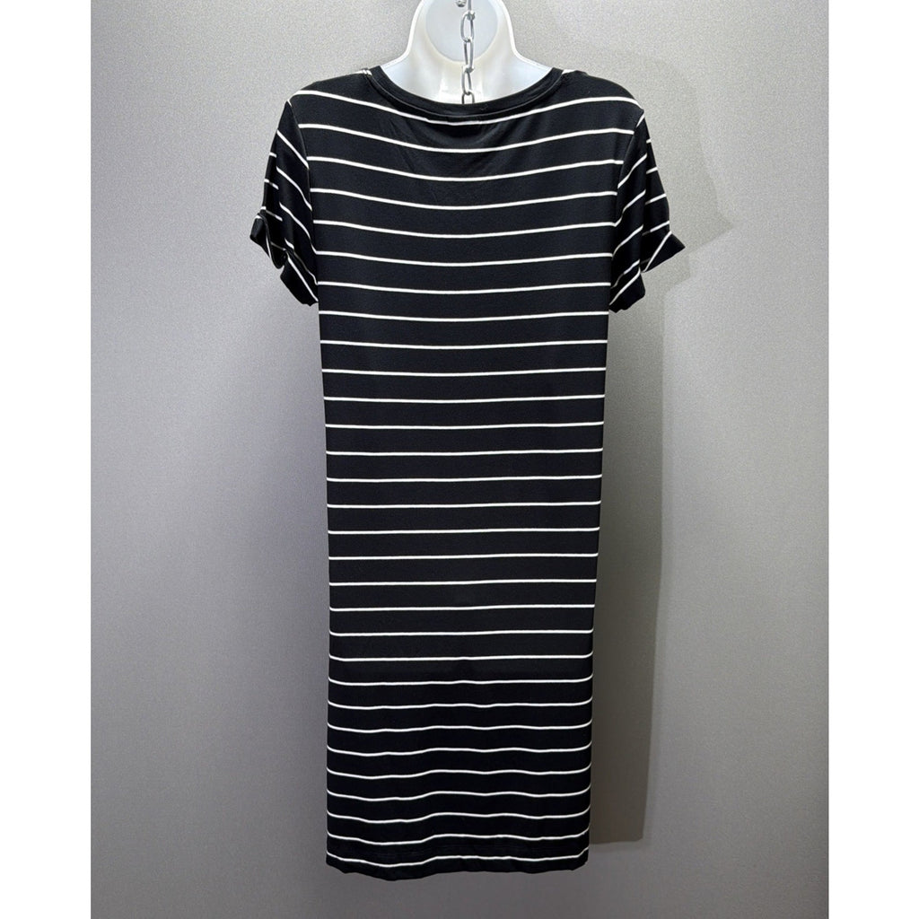 C and C California Womens M Short Sleeve Black White Striped Shirt Dress NWOT