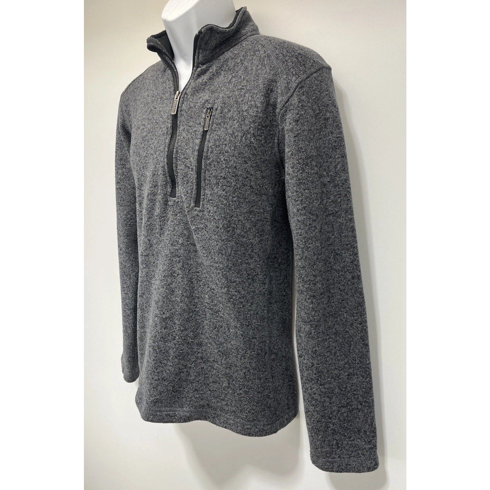 woolrich 1/4 zip sweater mens M - quarter zip pullover GRAY