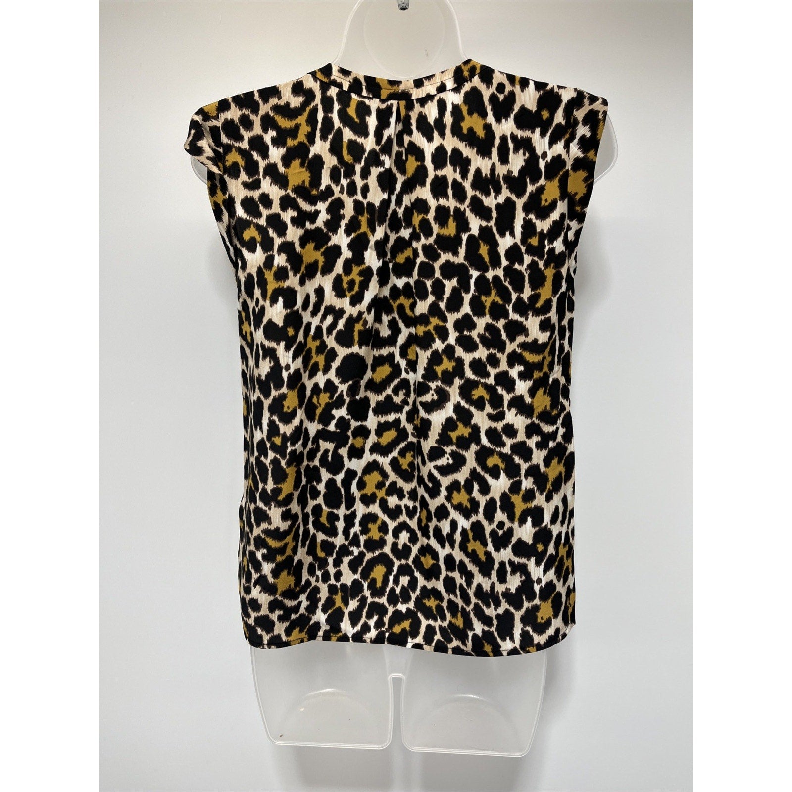 J.Crew Blouse Women 00 Silk Leopard Sleeveless V Neck Sheer Top Pleat Cruise +