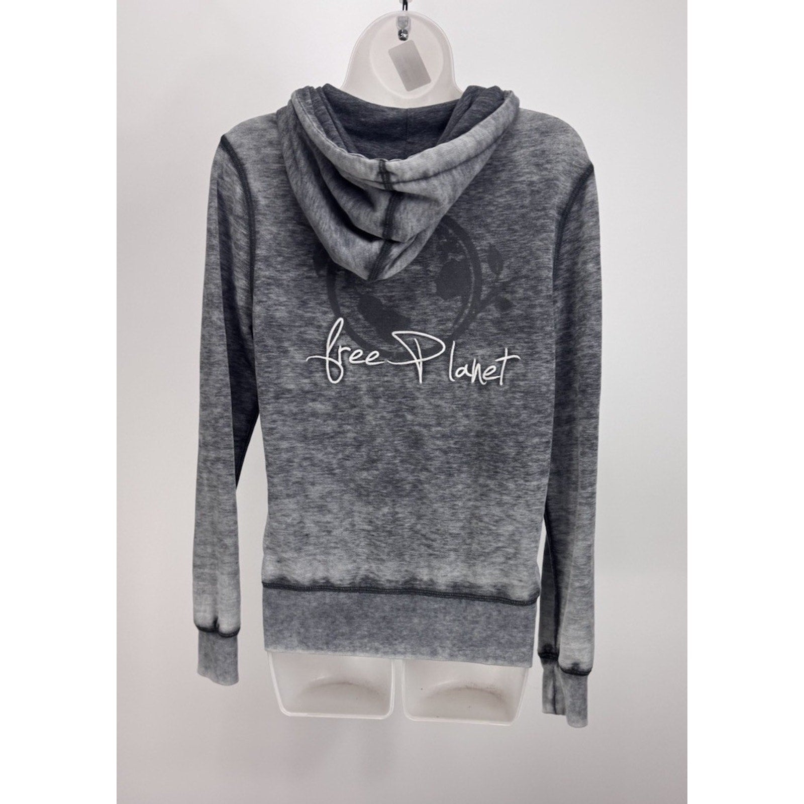 Free Planet Gray Mixed Logo Hoodie Sweatshirt Women’s Medium EUC