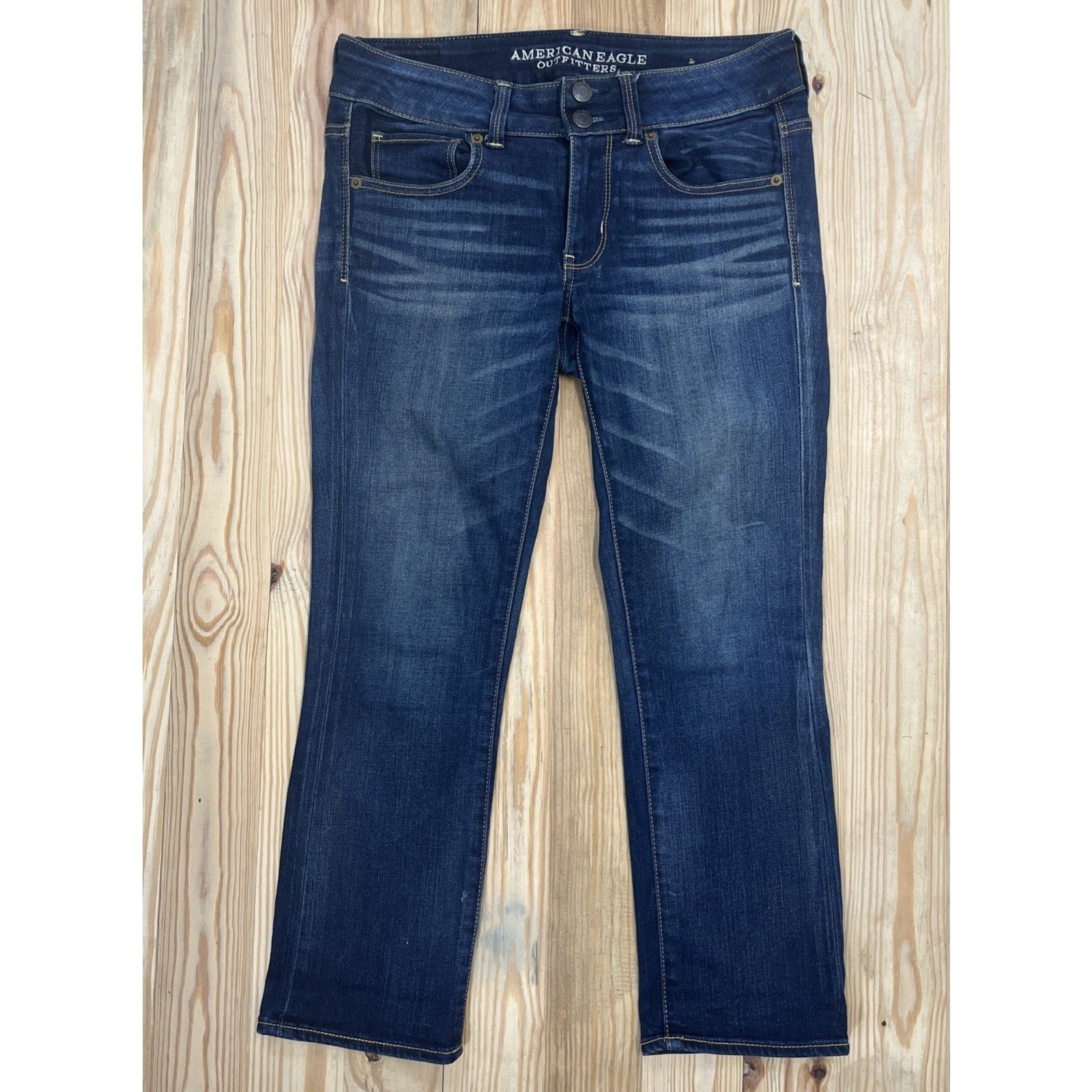 American Eagle Outfitters Artist Crop Stretch Jeans Womens 4 Dark Blue Denim