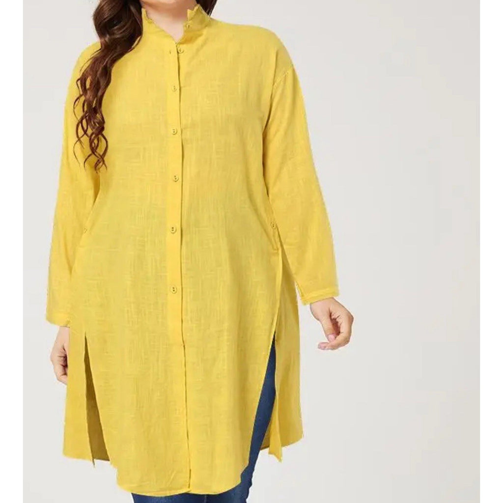 ZANZEA Mustard Yellow Tunic Top Blouse Button Sides Women’s Size XL NWT