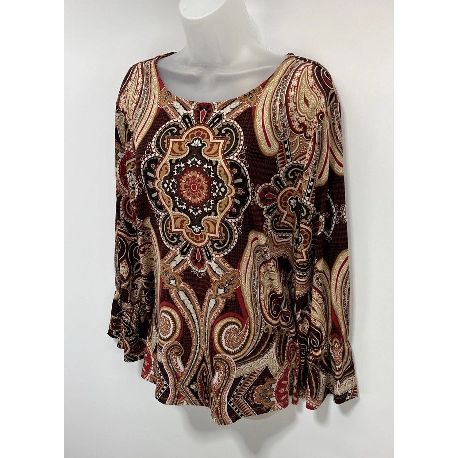 Chico's MEDALLION PAISLEY Long Sleeve Blouse Size 3
