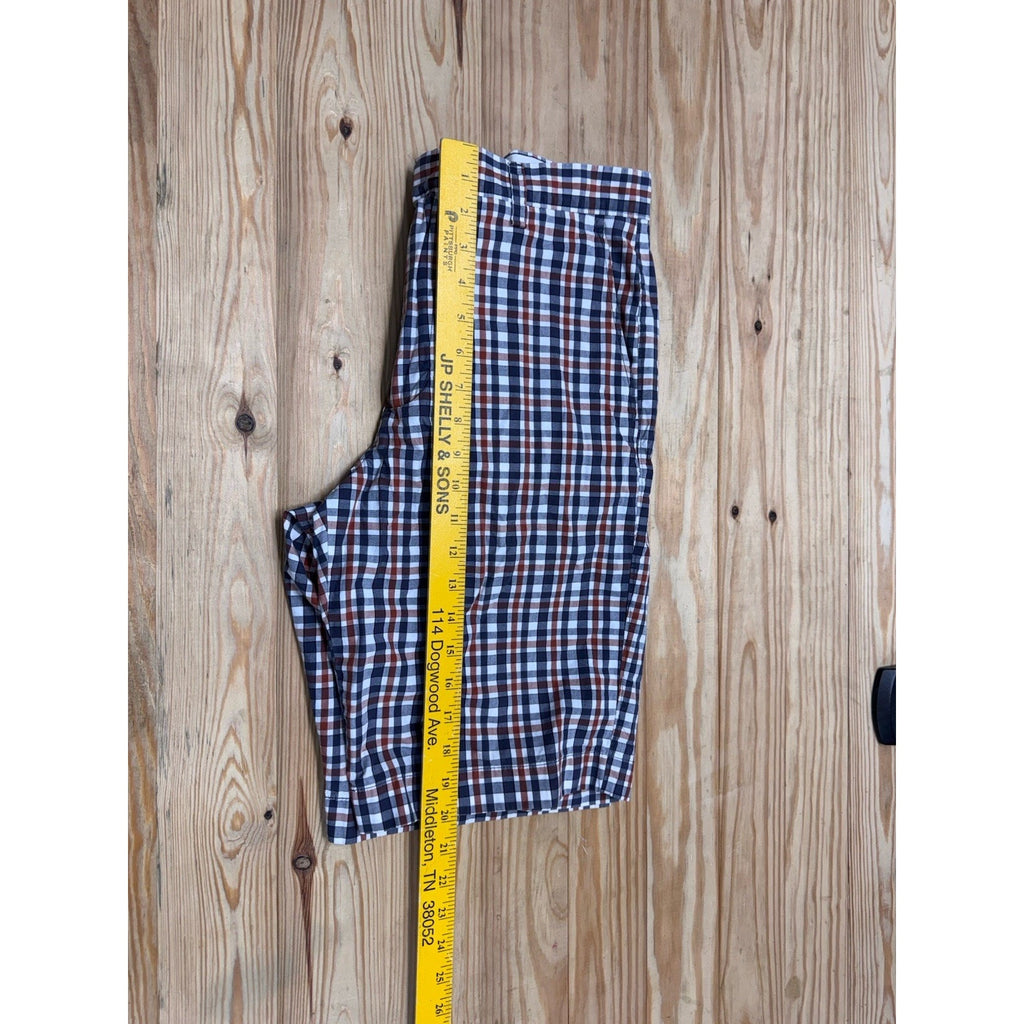 J. Crew Mens Knee Length Shorts Sz 31 Plaid Flat Front Zip Fly Midrise