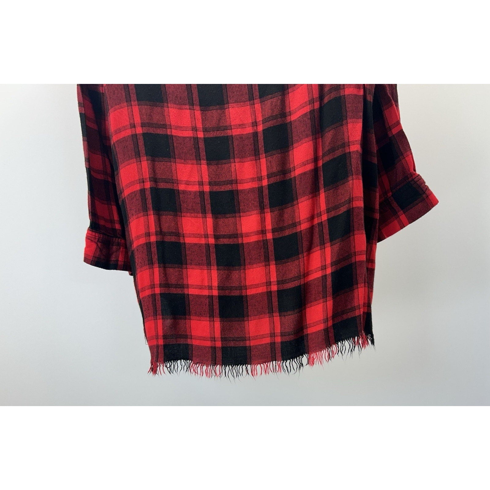 Umgee Medium Carmen Buffalo Plaid Half Button Tunic XL