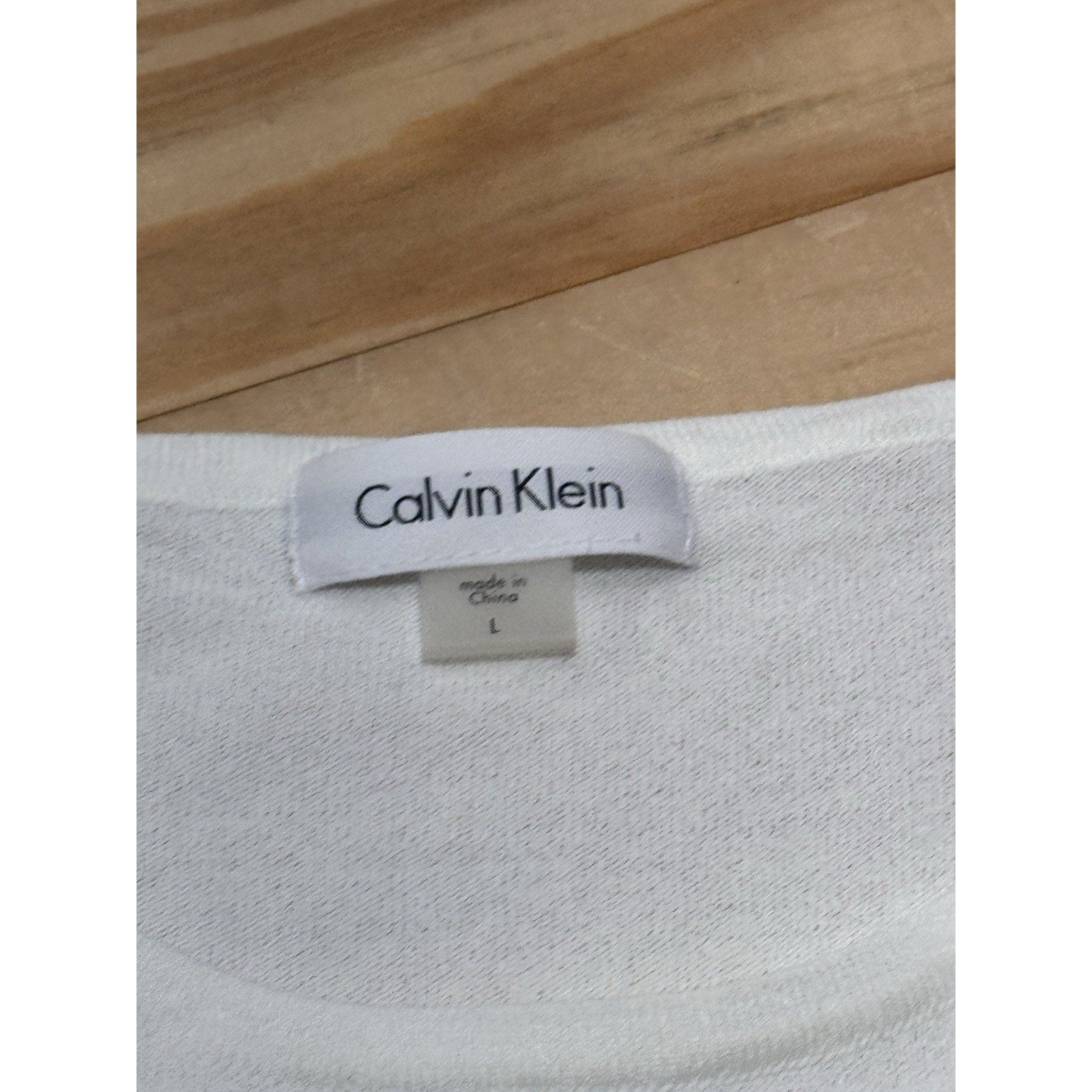 Calvin Klein White Rayon Shell Scoop Neck Sleeveless Pullover Women’s Size L