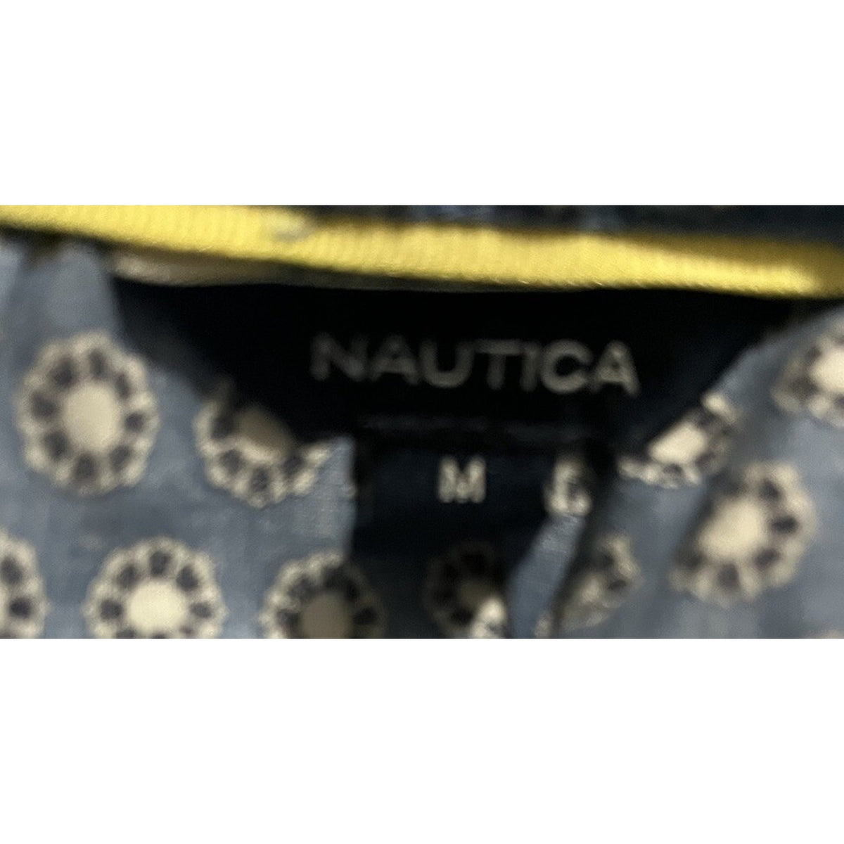 NAUTICA Women's Bright White Printed Split Tie-Neck Long-Sleeve Top Medium