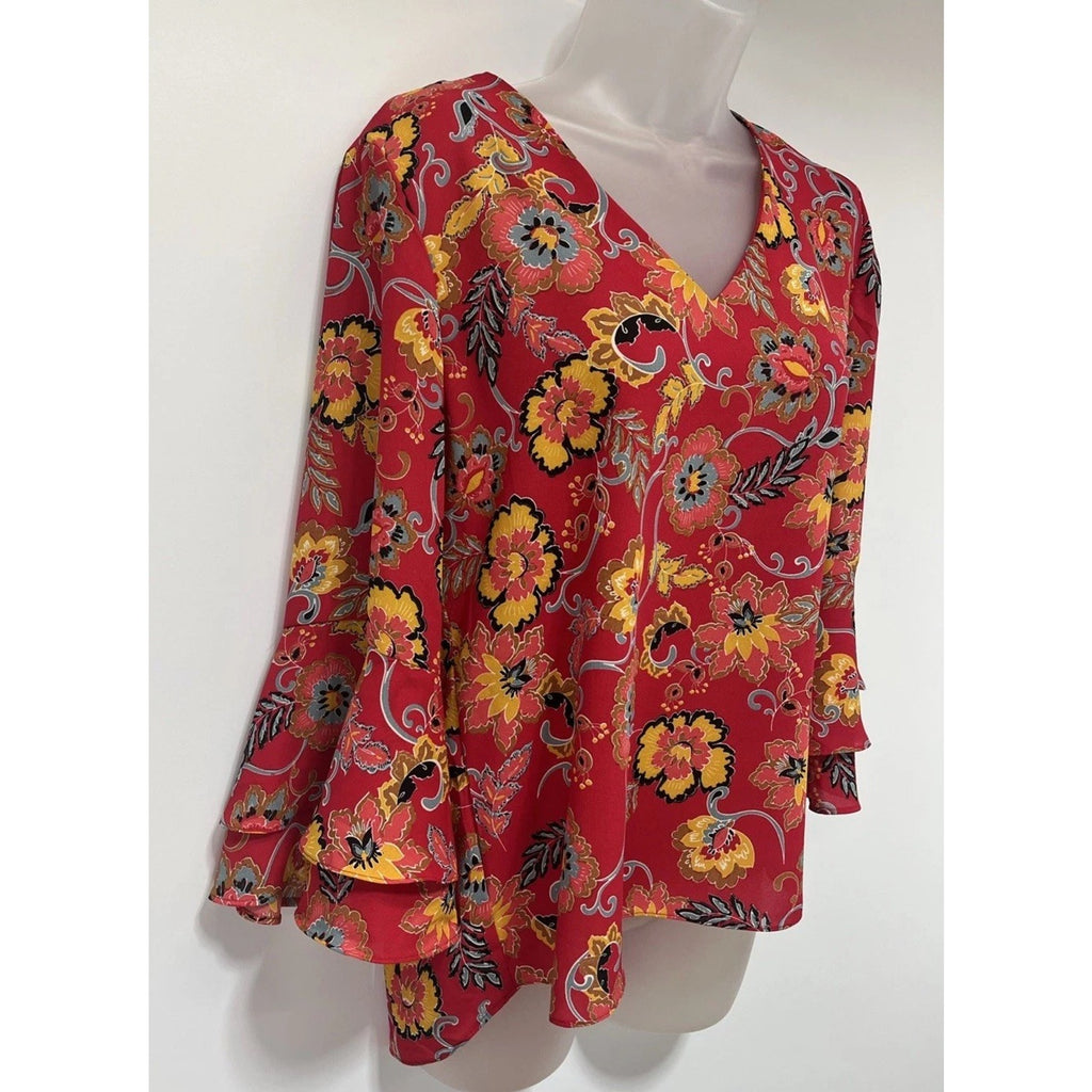 Mercer & Madison Womans Floral Blouse Size Small Peasant Boho Chic Tunic Fairy