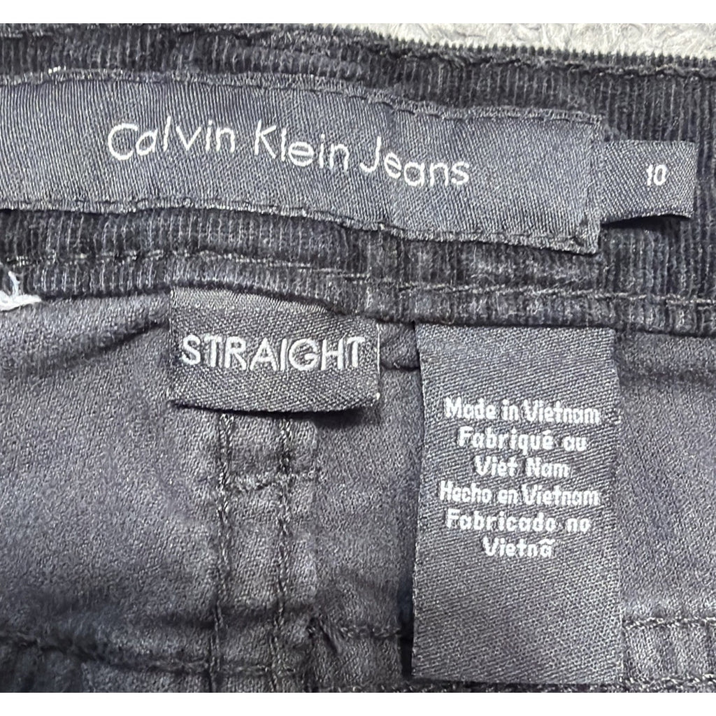 Calvin Klein Womens Corduroy Dress Pants Black Size 10 Straight Leg Trousers