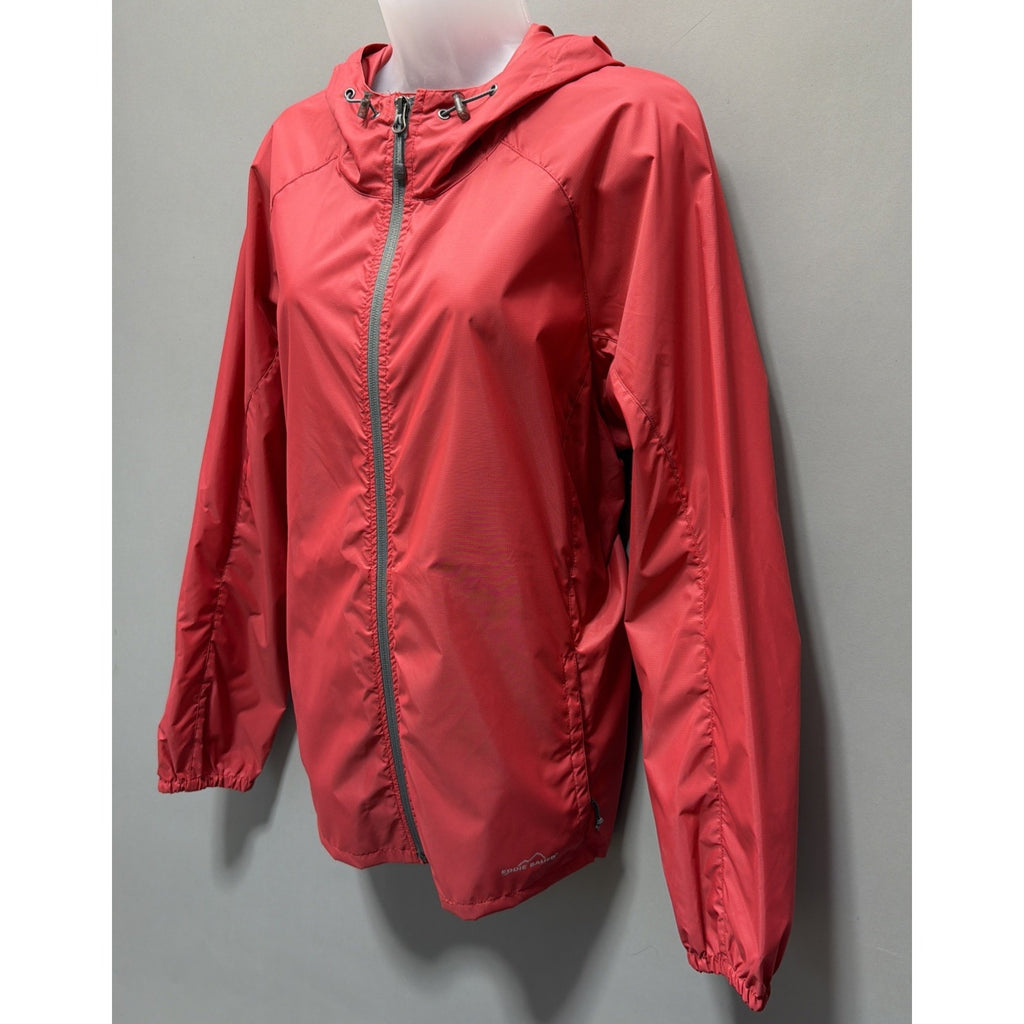 Eddie Bauer Weatheredge Womens XL Red Shell Full Zip Hooded Rain Jacket NWOT