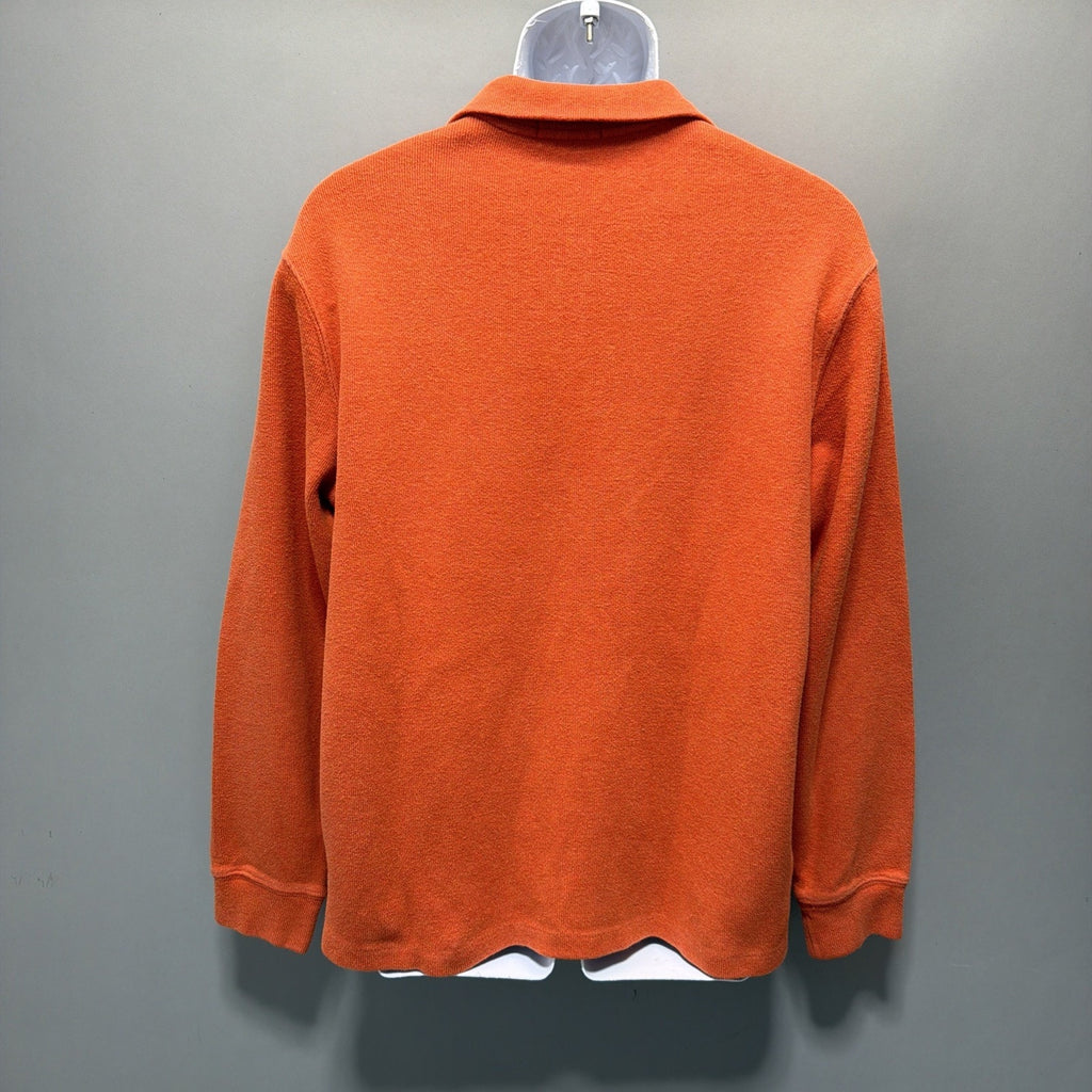 Polo Ralph Lauren Sweater Mens M Orange 1/4 Zip Mock Neck Ribbed Pullover