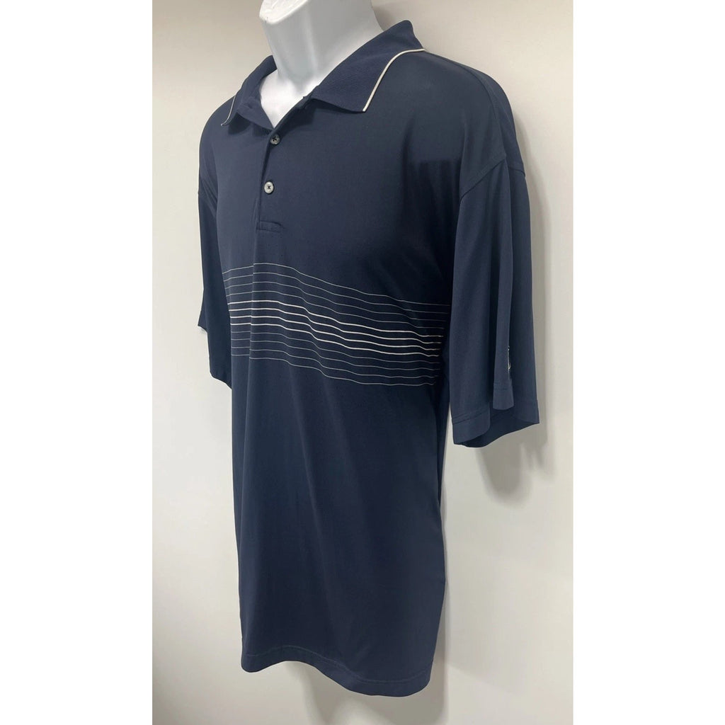 MEN'S ANTIGUA DESERT DRY GOLF POLO SHIRT CASUAL BLUE WITH STRIPES SIZE XL
