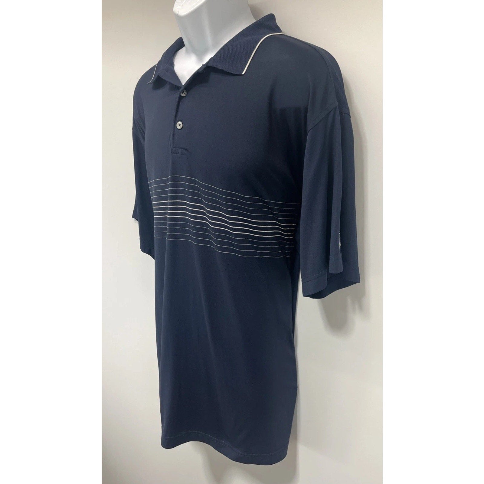 MEN'S ANTIGUA DESERT DRY GOLF POLO SHIRT CASUAL BLUE WITH STRIPES SIZE XL