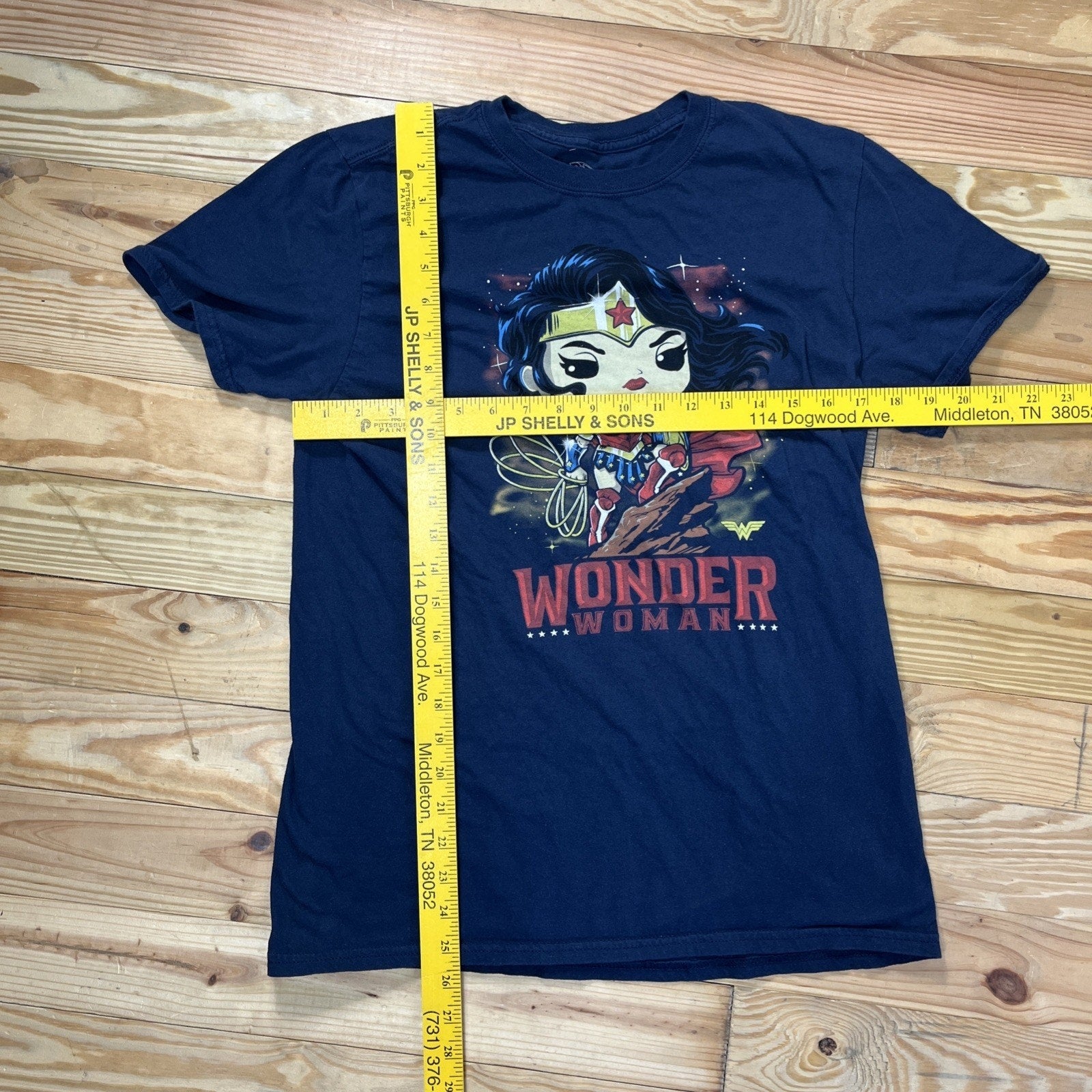 FUNKO POP Shirt Women's Medium Blue Wonder Woman Graphic Pullover Ladies. 2019