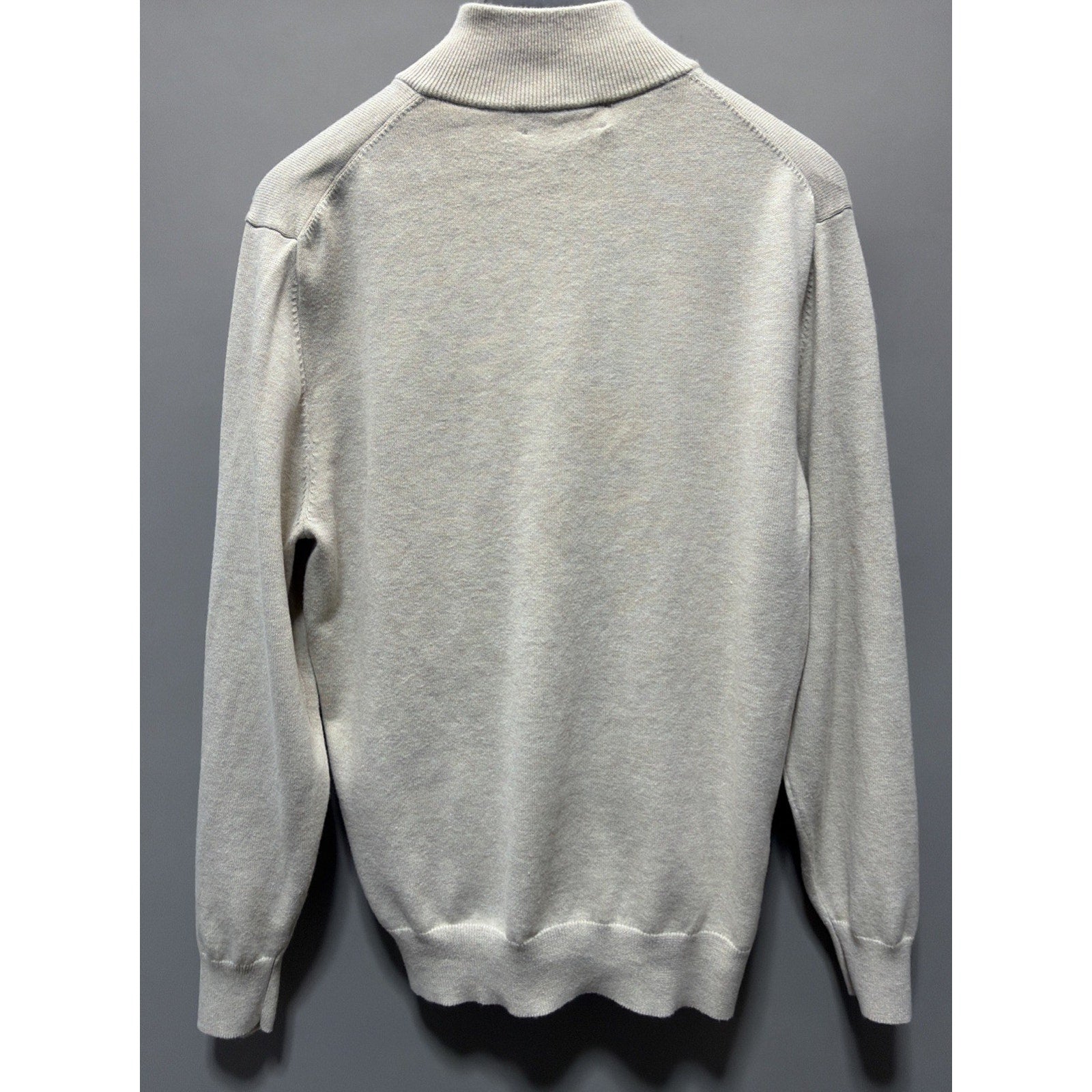 Roundtree & York Sweater Mens M Ivory Oatmeal 1/4 Zip Pullover Preppy Casual